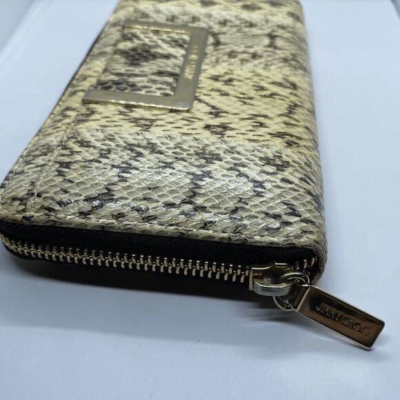 Authentic Jimmy Choo Snake Print Leather Long Zip Around Wallet / Clutch - Picture 4 of 11